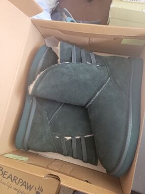 BearPaw Women's Suede Shearling Boots - Dark Green